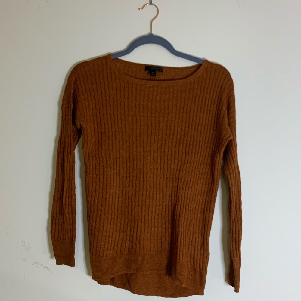 Autumn Burnt Orange Linen Sweater